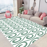 Modern Living Room Rug in White and Green Curved Line Print Rug Polyester Pet Friendly Area Rug Clearhalo 'Area Rug' 'Modern' 'Rugs' Rug' 1692831