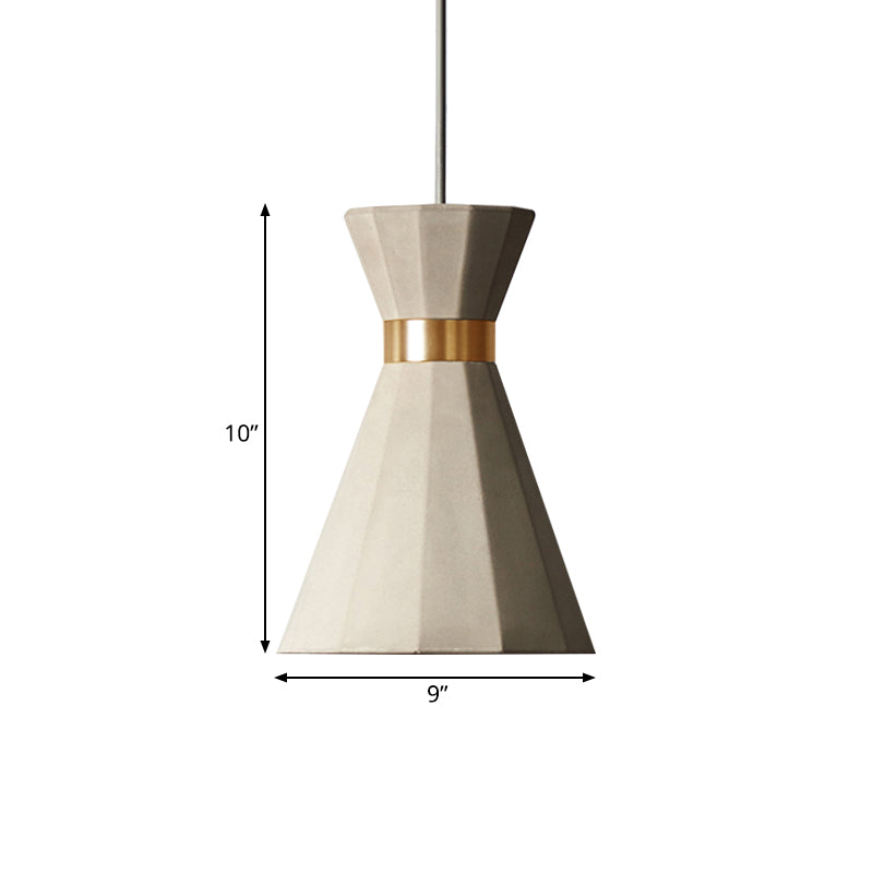 Geometric Pendant Light Nordic Cement 1 Light Grey Hanging Ceiling Light, 9"/10" Wide Clearhalo 'Ceiling Lights' 'Modern Pendants' 'Modern' 'Pendant Lights' 'Pendants' Lighting' 169284