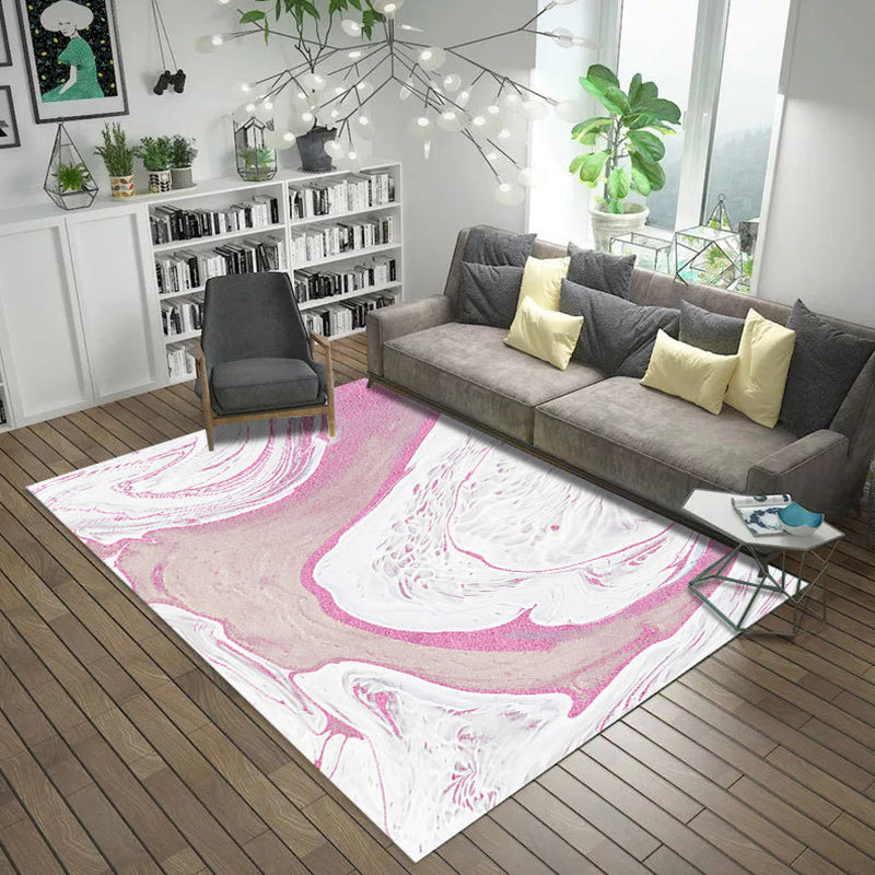 Modern Living Room Rug in Blue and Grey Abstract Oil Painting Print Rug Polyester Machine Washable Area Rug Pink Clearhalo 'Area Rug' 'Modern' 'Rugs' Rug' 1692874