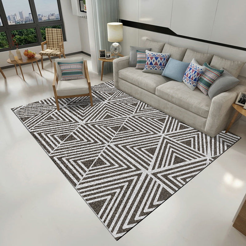 Yellow and Black Bedroom Rug Modern Geometric Triangle Square Pattern Area Rug Polyester Washable Carpet Black Clearhalo 'Area Rug' 'Modern' 'Rugs' Rug' 1692904