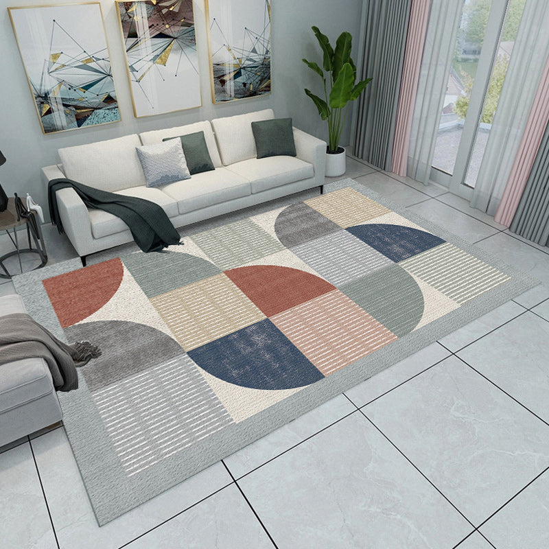 Modern Living Room Rug Multicolored Color Block Geometry Print Rug Polyester Machine Washable Area Rug Grey Clearhalo 'Area Rug' 'Modern' 'Rugs' Rug' 1692980