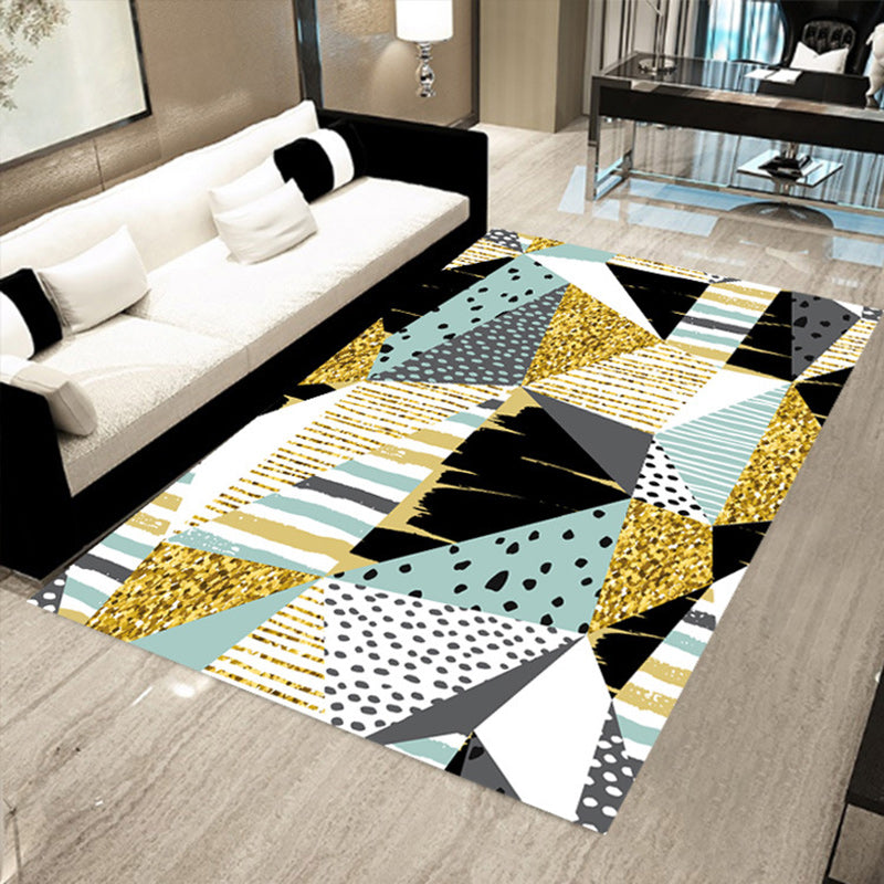 Blue and Yellow Bedroom Rug Modern Color Block Stripe Pattern Area Rug Polyester Stain-Resistant Carpet Yellow Clearhalo 'Area Rug' 'Modern' 'Rugs' Rug' 1692984