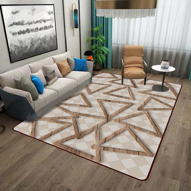 Simple Modern Rug in Brown Geometry Triangle Square Pattern Rug Polyester Anti-Slip Carpet for Home Decoration Clearhalo 'Area Rug' 'Modern' 'Rugs' Rug' 1693009