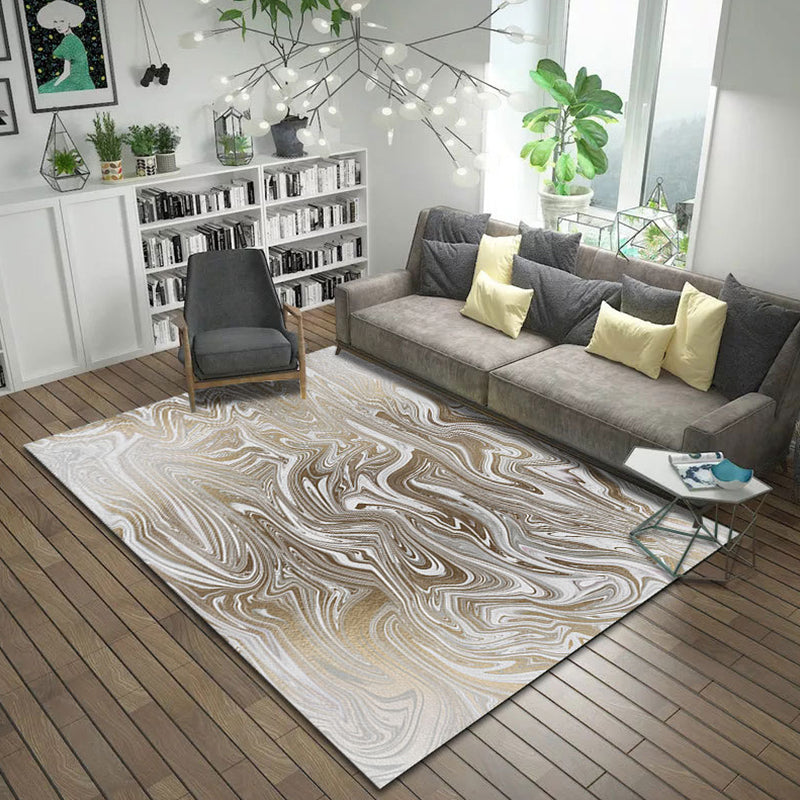 Modern Living Room Rug in Black Abstract Painting Print Rug Polyester Pet  Friendly Area Rug - Clearhalo