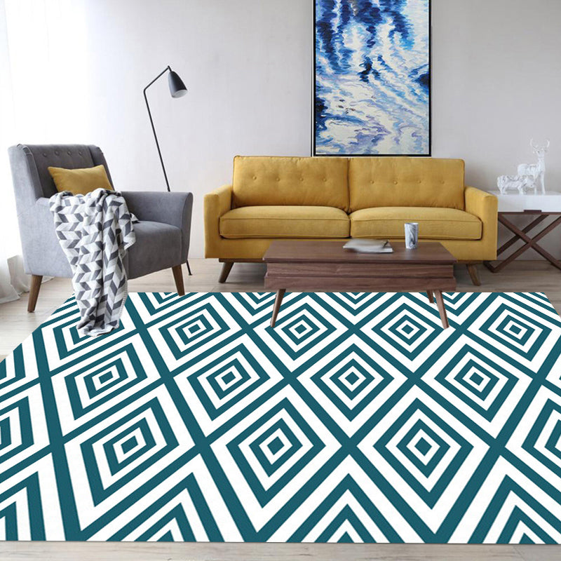 Modern Living Room Rug in Green Plaid Diamond Print Rug Polyester Anti-Slip Backing Area Rug Green Clearhalo 'Area Rug' 'Modern' 'Rugs' Rug' 1693081