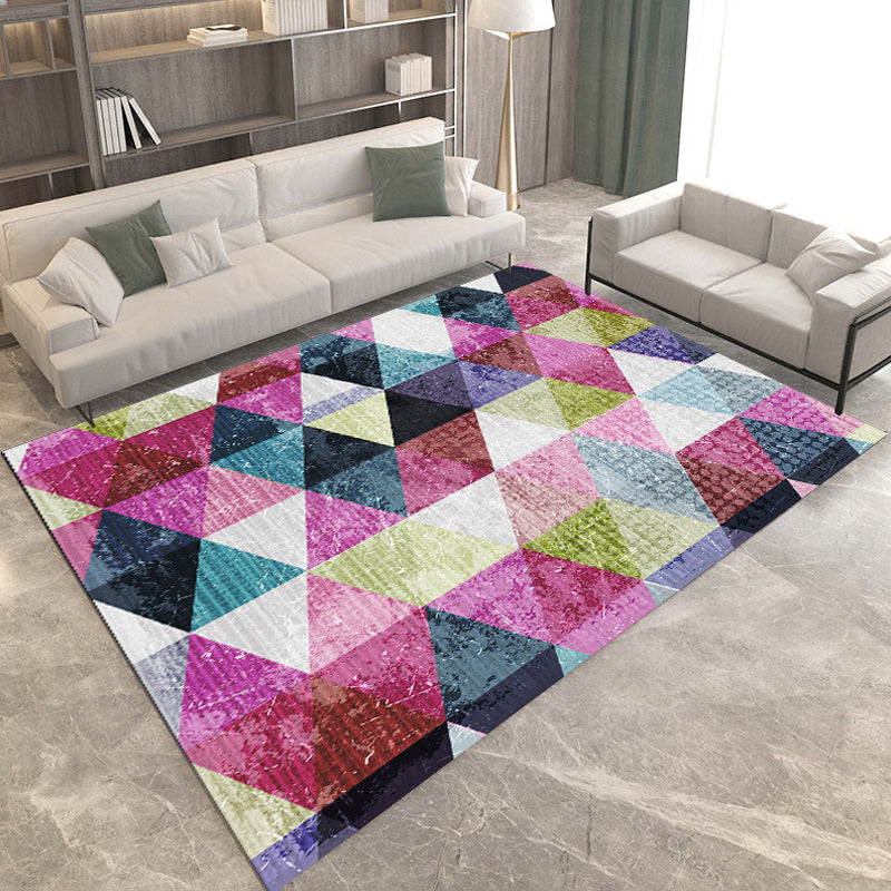 Casual Modern Rug in Black and Yellow Colorblock Geometry Pattern Rug Polyester Anti-Slip Carpet for Home Decoration Red Clearhalo 'Area Rug' 'Modern' 'Rugs' Rug' 1693200