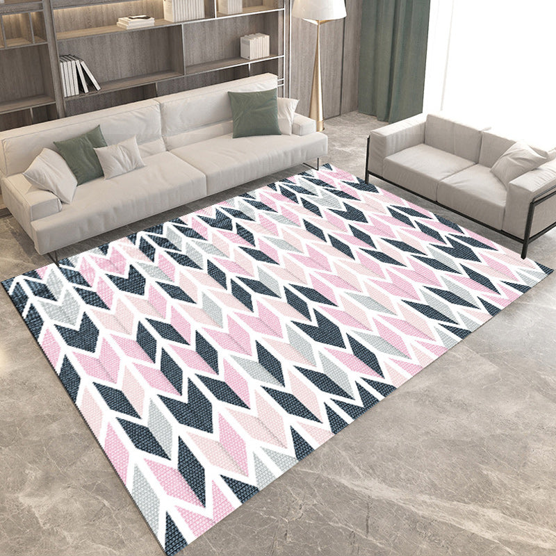 Casual Modern Rug in Black and Yellow Colorblock Geometry Pattern Rug Polyester Anti-Slip Carpet for Home Decoration Pink Clearhalo 'Area Rug' 'Modern' 'Rugs' Rug' 1693202