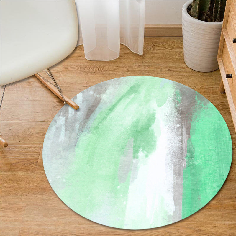 Simple Modern Rug in Blue and Green Abstract Oil Painting Pattern Rug Polyester Machine Washable Carpet for Home Decor Green Clearhalo 'Area Rug' 'Modern' 'Rugs' Rug' 1693211