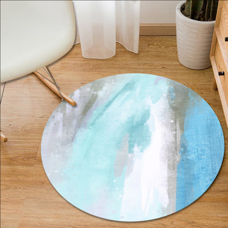 Simple Modern Rug in Blue and Green Abstract Oil Painting Pattern Rug Polyester Machine Washable Carpet for Home Decor Blue Clearhalo 'Area Rug' 'Modern' 'Rugs' Rug' 1693212