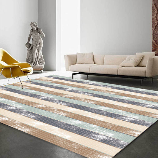 Simple Modern Rug in Green and Yellow Stripes Pattern Rug Polyester Stain-Resistant Carpet for Home Decoration Green Clearhalo 'Area Rug' 'Modern' 'Rugs' Rug' 1693223