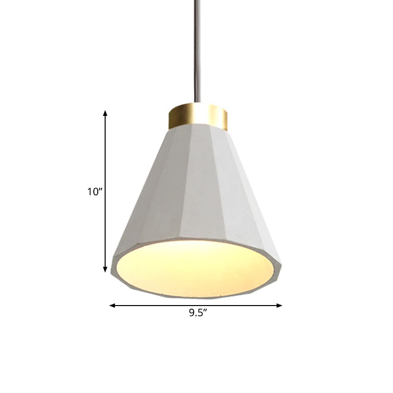 8.5"/9.5" Wide Cone Shaped Shade Pendant Lighting Industrial Cement 1 Light Grey Hanging Ceiling Light Clearhalo 'Ceiling Lights' 'Modern Pendants' 'Modern' 'Pendant Lights' 'Pendants' Lighting' 169325