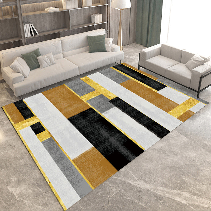 Modern Living Room Rug in Brown and Green Color Block Geometry Print Rug Polyester Non-Slip Backing Area Rug Light Gray Clearhalo 'Area Rug' 'Modern' 'Rugs' Rug' 1693263