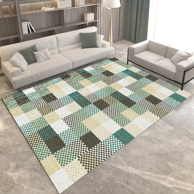 Modern Living Room Rug in Brown and Green Color Block Geometry Print Rug Polyester Non-Slip Backing Area Rug Green Clearhalo 'Area Rug' 'Modern' 'Rugs' Rug' 1693264