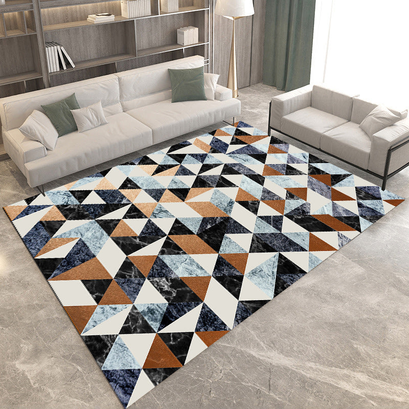 Modern Living Room Rug in Brown and Green Color Block Geometry Print Rug Polyester Non-Slip Backing Area Rug Brown Clearhalo 'Area Rug' 'Modern' 'Rugs' Rug' 1693265