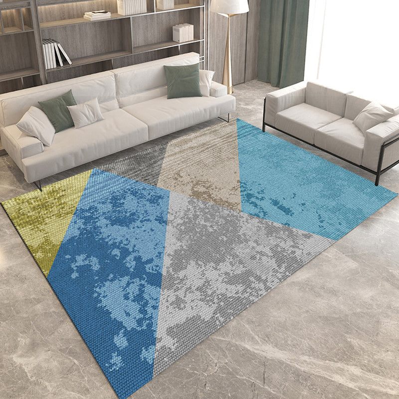 Modern Living Room Rug in Grey and Ivory Geometric Diamond Print Rug Polyester Pet Friendly Area Rug Blue Clearhalo 'Area Rug' 'Modern' 'Rugs' Rug' 1693313