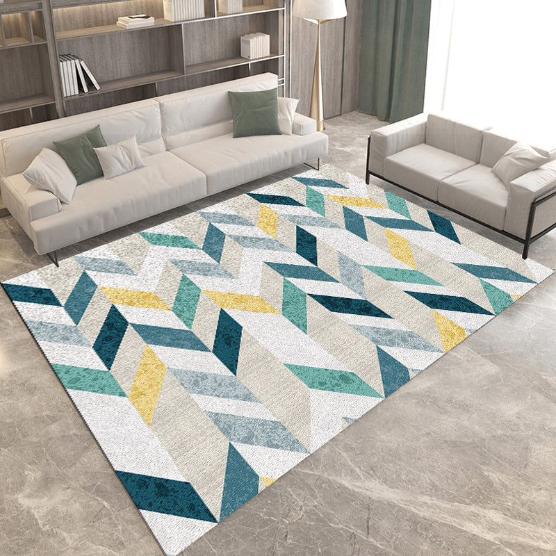 Modern Living Room Rug in Grey and Ivory Geometric Diamond Print Rug Polyester Pet Friendly Area Rug Green Clearhalo 'Area Rug' 'Modern' 'Rugs' Rug' 1693316