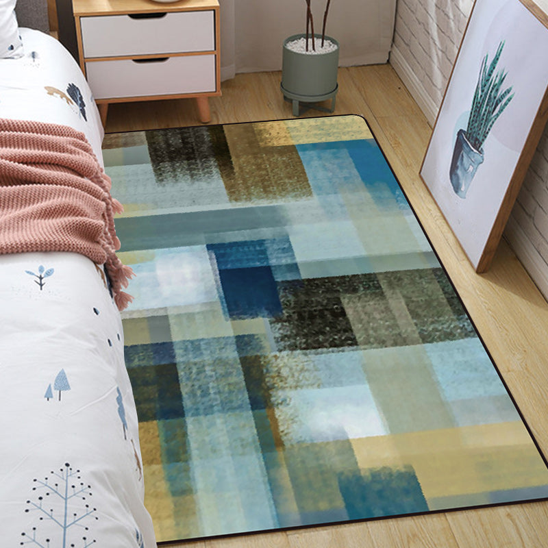 Blue and Brown Bedroom Rug Modern Abstract Painting Pattern Area Rug Polyester Non-Slip Backing Carpet Light Brown Clearhalo 'Area Rug' 'Modern' 'Rugs' Rug' 1693324