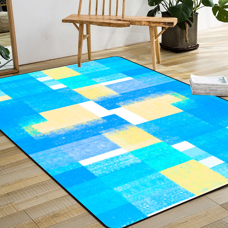 Blue and Brown Bedroom Rug Modern Abstract Painting Pattern Area Rug Polyester Non-Slip Backing Carpet Clearhalo 'Area Rug' 'Modern' 'Rugs' Rug' 1693333