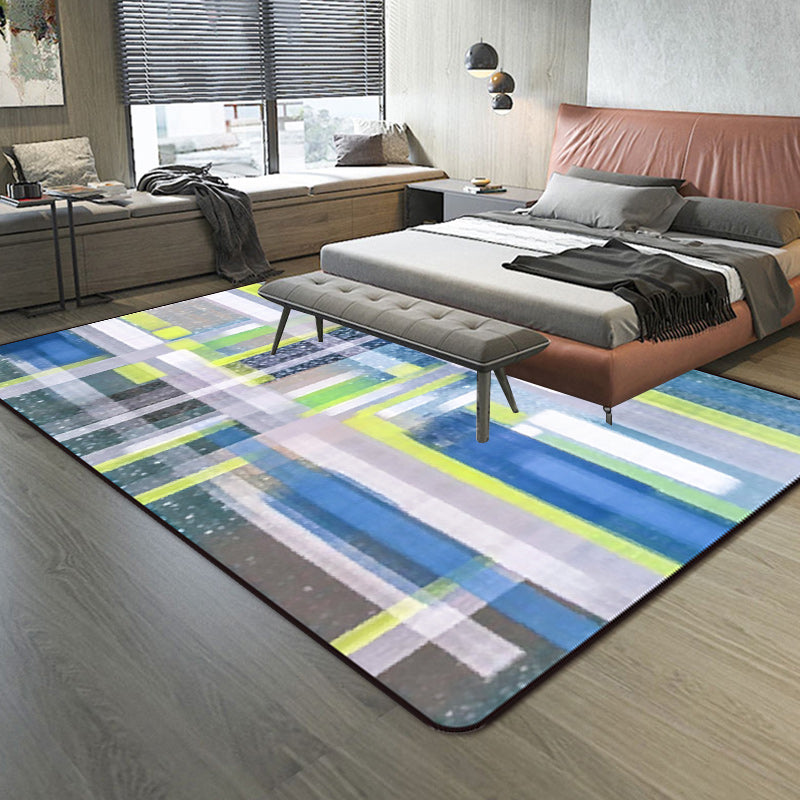 Blue and Brown Bedroom Rug Modern Abstract Painting Pattern Area Rug Polyester Non-Slip Backing Carpet Light Purple Clearhalo 'Area Rug' 'Modern' 'Rugs' Rug' 1693335