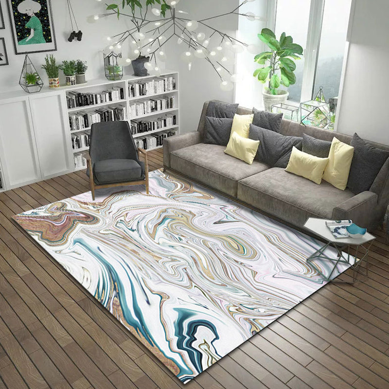 Simple Modern Rug in White and Black Abstract Painting Pattern Rug Polyester Anti-Slip Carpet for Home Decoration Brown Clearhalo 'Area Rug' 'Modern' 'Rugs' Rug' 1693360