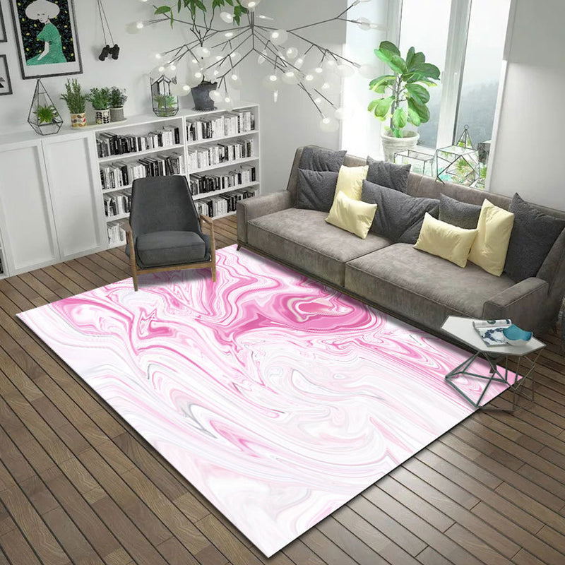 Simple Modern Rug in White and Black Abstract Painting Pattern Rug Polyester Anti-Slip Carpet for Home Decoration Rose Red Clearhalo 'Area Rug' 'Modern' 'Rugs' Rug' 1693366