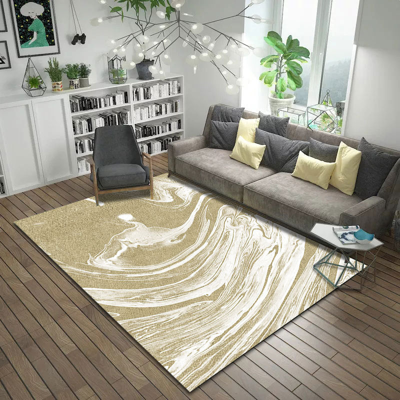 Modern Living Room Rug in Pink and Brown Abstract Twisted Line Print Rug Polyester Non-Slip Backing Area Rug Gold Clearhalo 'Area Rug' 'Modern' 'Rugs' Rug' 1693376