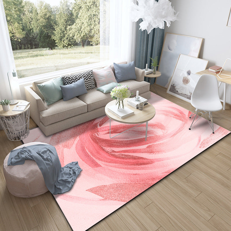 Modern Living Room Rug in Pink and Brown Abstract Twisted Line Print Rug Polyester Non-Slip Backing Area Rug Red Clearhalo 'Area Rug' 'Modern' 'Rugs' Rug' 1693379