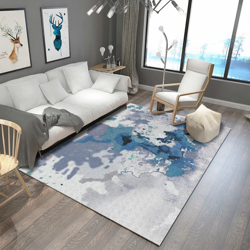 Modern Living Room Rug in Grey and Blue Abstract Print Rug Polyester Anti-Slip Backing Area Rug Grey Clearhalo 'Area Rug' 'Modern' 'Rugs' Rug' 1693390