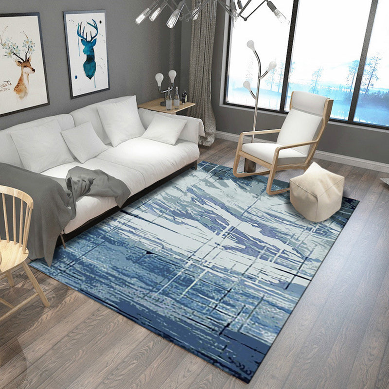 Modern Living Room Rug in Grey and Blue Abstract Print Rug Polyester Anti-Slip Backing Area Rug Blue Clearhalo 'Area Rug' 'Modern' 'Rugs' Rug' 1693396