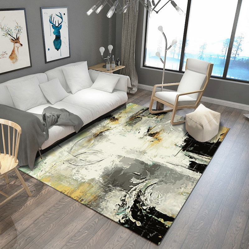 Modern Living Room Rug in Grey and Blue Abstract Print Rug Polyester Anti-Slip Backing Area Rug Black Clearhalo 'Area Rug' 'Modern' 'Rugs' Rug' 1693399