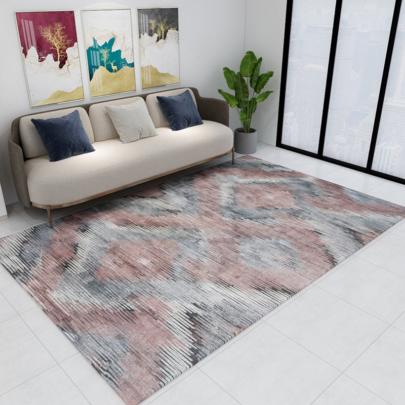 Pink and Brown Bedroom Rug Modern Abstract Diamond Pattern Area Rug Polyester Anti-Slip Backing Carpet Pink Clearhalo 'Area Rug' 'Modern' 'Rugs' Rug' 1693406