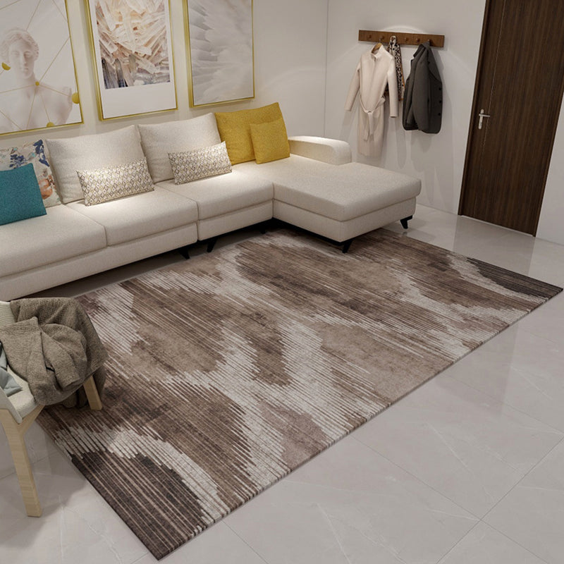 Nordic Modern Rug in Brown and Black Abstract Stripe Pattern Rug Polyester Stain-Resistant Carpet for Home Decoration Brown Clearhalo 'Area Rug' 'Modern' 'Rugs' Rug' 1693427