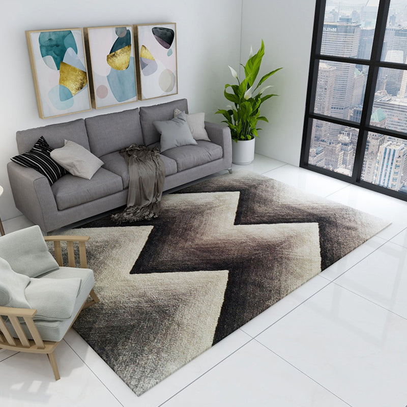 Nordic Modern Rug in Brown and Black Abstract Stripe Pattern Rug Polyester Stain-Resistant Carpet for Home Decoration Black Clearhalo 'Area Rug' 'Modern' 'Rugs' Rug' 1693430