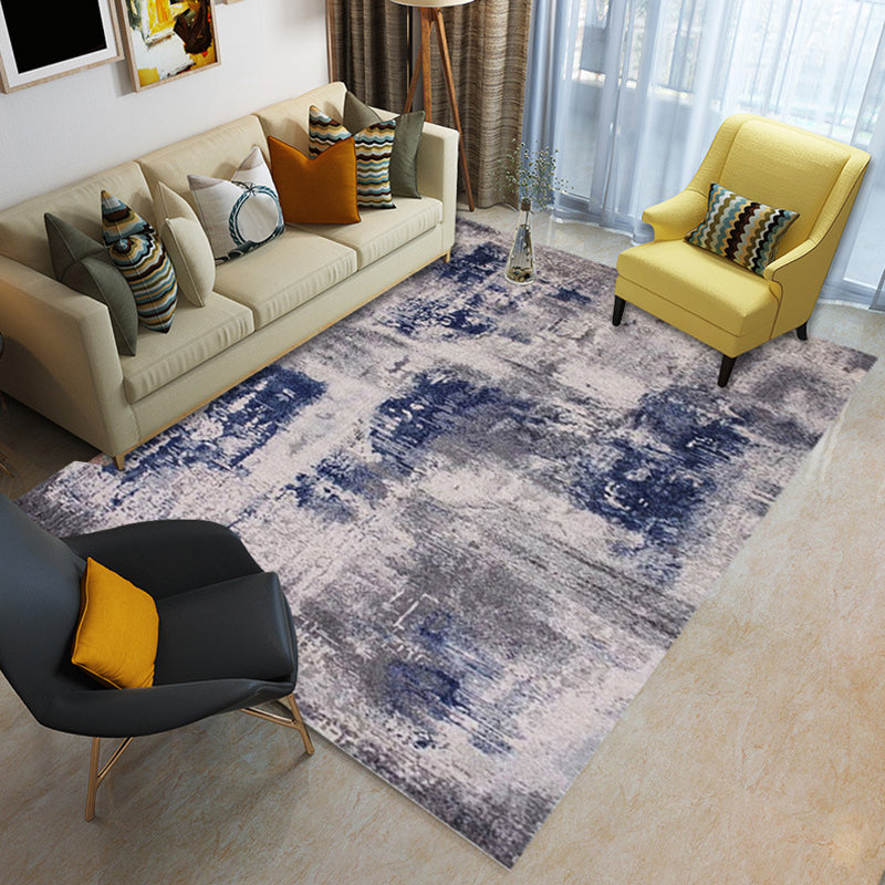 Blue and Orange Bedroom Rug Modern Abstract Painting Pattern Area Rug Polyester Stain-Resistant Carpet Dark Blue Clearhalo 'Area Rug' 'Modern' 'Rugs' Rug' 1693458