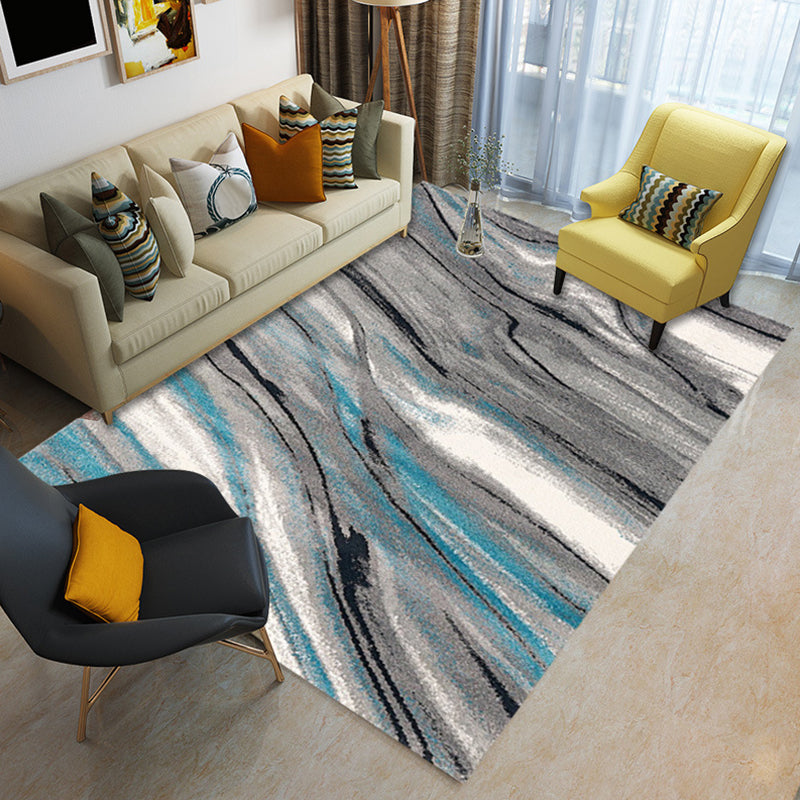 Blue and Orange Bedroom Rug Modern Abstract Painting Pattern Area Rug Polyester Stain-Resistant Carpet Grey Clearhalo 'Area Rug' 'Modern' 'Rugs' Rug' 1693459