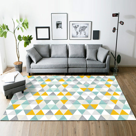 Modern Living Room Rug in Grey and Green Geometric Triangle Print Rug Polyester Pet Friendly Area Rug White Clearhalo 'Area Rug' 'Modern' 'Rugs' Rug' 1693466