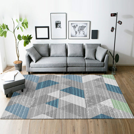 Modern Living Room Rug in Grey and Green Geometric Triangle Print Rug Polyester Pet Friendly Area Rug Grey Clearhalo 'Area Rug' 'Modern' 'Rugs' Rug' 1693468