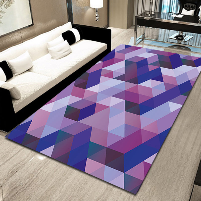 Casual Modern Rug in Purple Geometry Triangle Pattern Rug Polyester Pet Friendly Carpet for Home Decoration Purple Clearhalo 'Area Rug' 'Modern' 'Rugs' Rug' 1693486