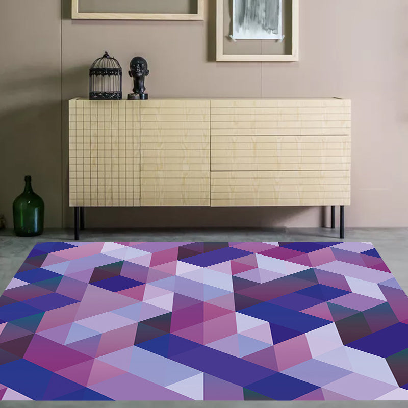 Casual Modern Rug in Purple Geometry Triangle Pattern Rug Polyester Pet Friendly Carpet for Home Decoration Clearhalo 'Area Rug' 'Modern' 'Rugs' Rug' 1693487