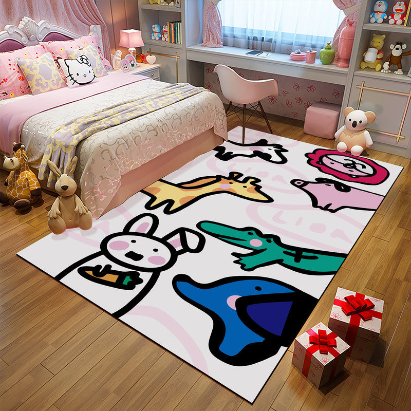 Unique Kids Rug in Pink and Black Animal Unicorn Cat Pig Pattern Rug Polyester Pet Friendly Carpet for Children's Room Camel Clearhalo 'Area Rug' 'Rug' 1693527