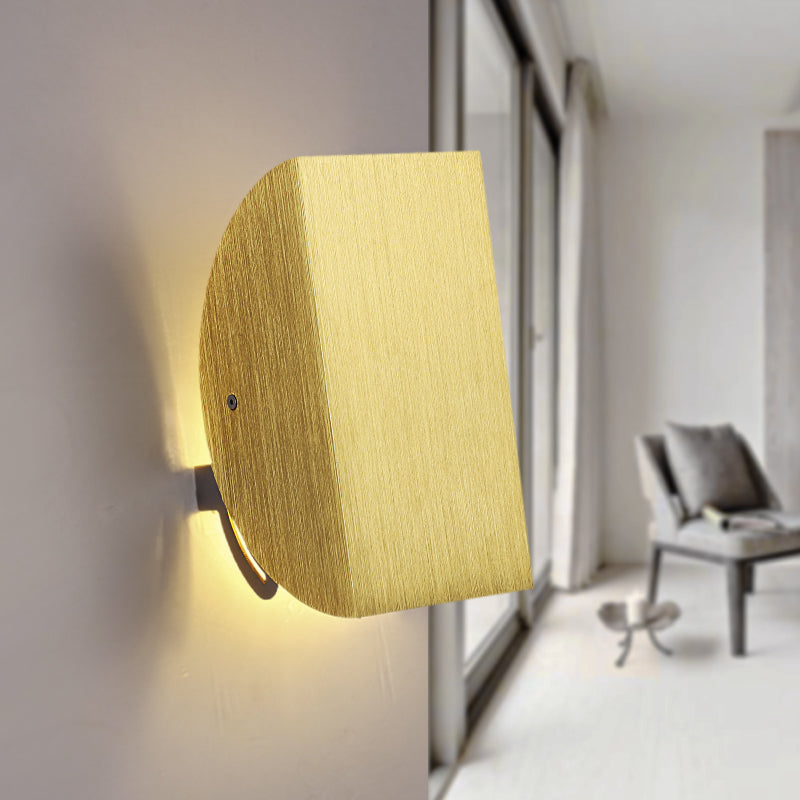 Folded Wall Light Sconce with Semicircle Shade Modern Style Aluminum 1 Light Black/Gold Wall Mount Light Gold Clearhalo 'Cast Iron' 'Glass' 'Industrial' 'Modern wall lights' 'Modern' 'Tiffany' 'Traditional wall lights' 'Wall Lamps & Sconces' 'Wall Lights' Lighting' 169358