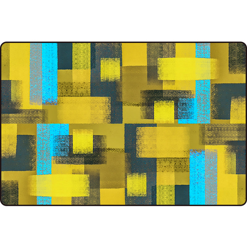 Black and Yellow Bedroom Rug Modern Abstract Painting Pattern Area Rug Polyester Washable Carpet Clearhalo 'Area Rug' 'Modern' 'Rugs' Rug' 1693603