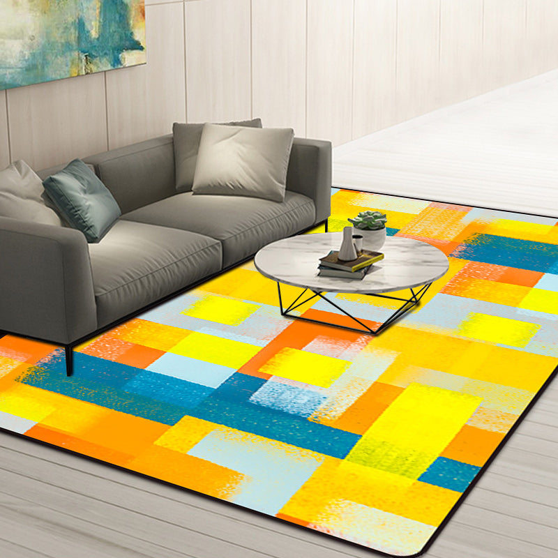 Black and Yellow Bedroom Rug Modern Abstract Painting Pattern Area Rug Polyester Washable Carpet Clearhalo 'Area Rug' 'Modern' 'Rugs' Rug' 1693610