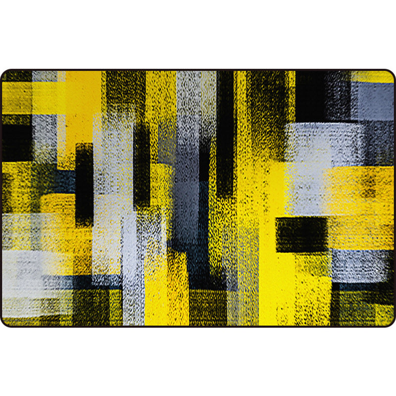 Black and Yellow Bedroom Rug Modern Abstract Painting Pattern Area Rug Polyester Washable Carpet Clearhalo 'Area Rug' 'Modern' 'Rugs' Rug' 1693614