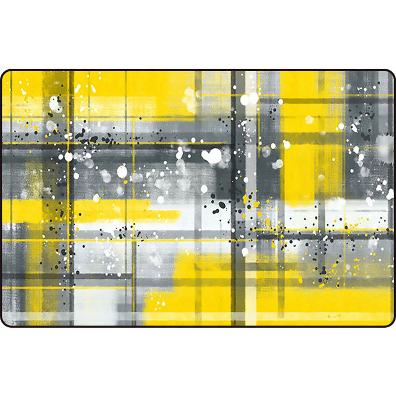 Black and Yellow Bedroom Rug Modern Abstract Painting Pattern Area Rug Polyester Washable Carpet Clearhalo 'Area Rug' 'Modern' 'Rugs' Rug' 1693617