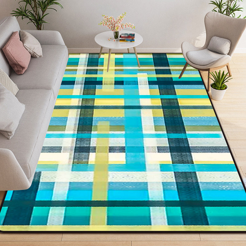 Modern Living Room Rug in Blue and Purple Abstract Stripe Print Rug Polyester Non-Slip Washable Area Rug Yellow Clearhalo 'Area Rug' 'Modern' 'Rugs' Rug' 1693618