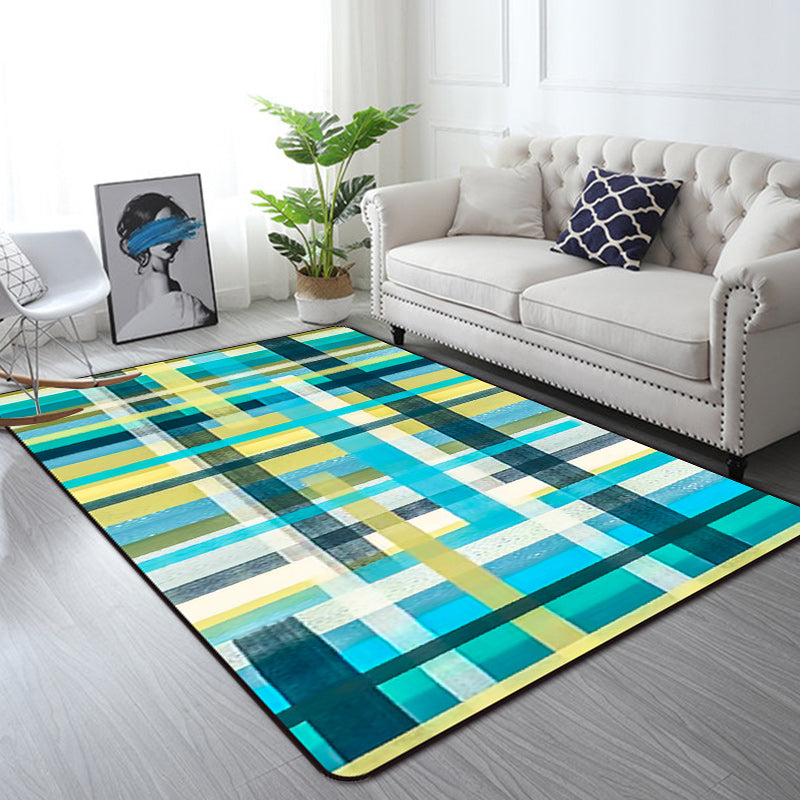 Modern Living Room Rug in Blue and Purple Abstract Stripe Print Rug Polyester Non-Slip Washable Area Rug Clearhalo 'Area Rug' 'Modern' 'Rugs' Rug' 1693619