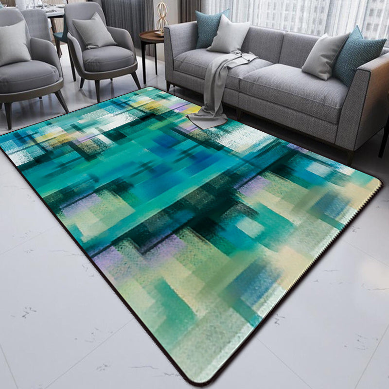 Modern Living Room Rug in Blue and Purple Abstract Stripe Print Rug Polyester Non-Slip Washable Area Rug Green Clearhalo 'Area Rug' 'Modern' 'Rugs' Rug' 1693629