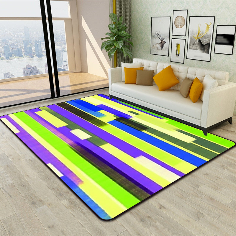 Modern Living Room Rug in Blue and Purple Abstract Stripe Print Rug Polyester Non-Slip Washable Area Rug Clearhalo 'Area Rug' 'Modern' 'Rugs' Rug' 1693633