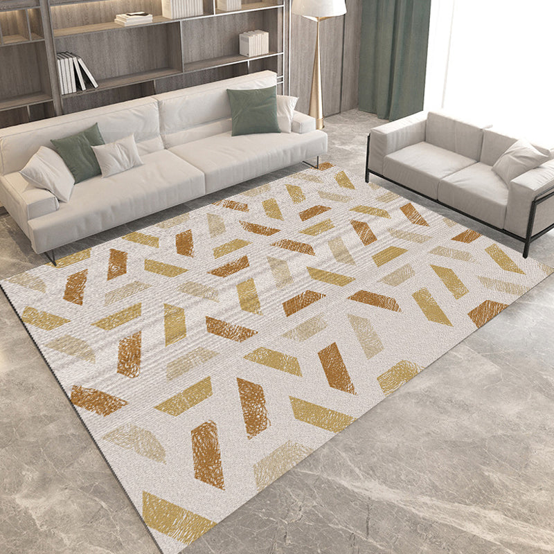 Modern Living Room Rug Multi-colored Geometric Print Rug Polyester Anti-Slip Backing Area Rug Beige Clearhalo 'Area Rug' 'Modern' 'Rugs' Rug' 1693659